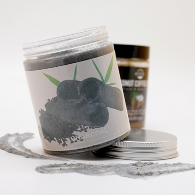 Effective exfoliation organic charcoal skin whitening body scrub